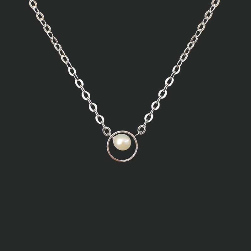 گردنبند نقره زنانه مدل مروارید C457