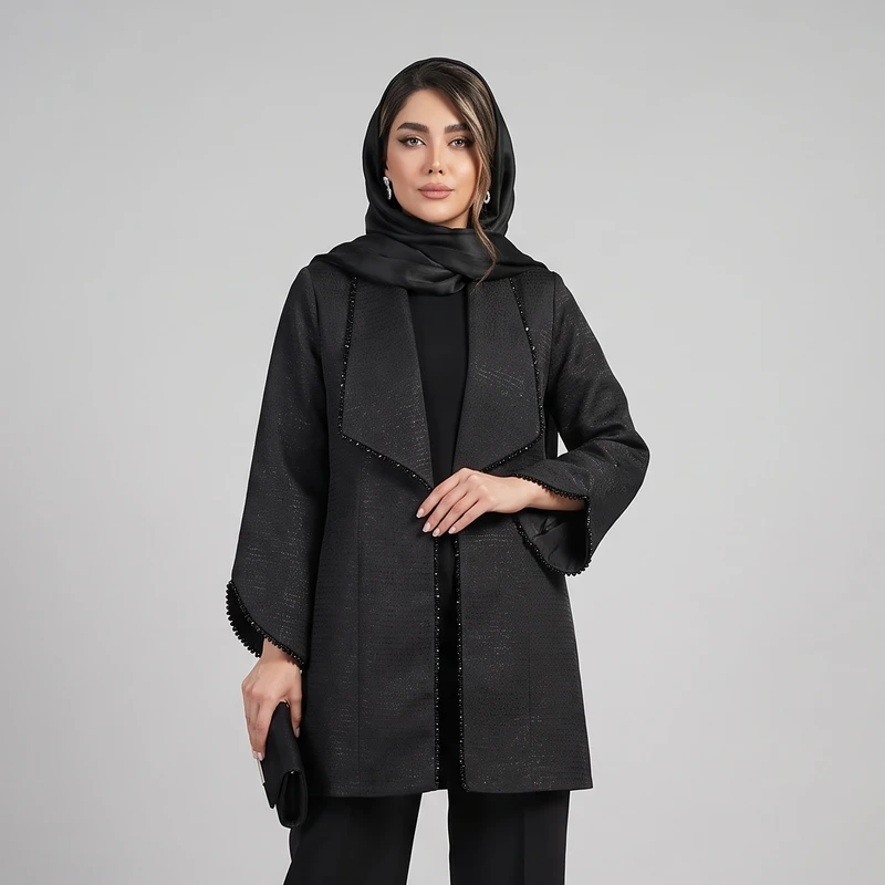مانتو زنانه ژاکارد نگین‌دار زاگرس پوش مدل 7987