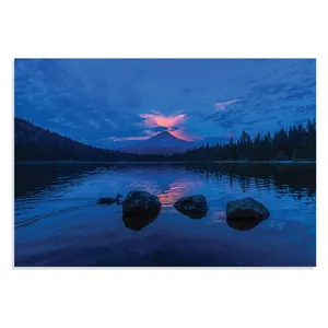 تابلو شاسی طرح انعکاس غروب آفتاب روی دریاچه Sunset Reflection on Lake مدل 0877