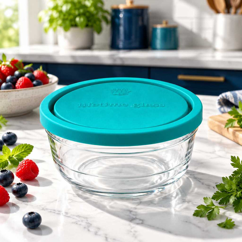 ظرف نگهدارنده با بدنه شیشه ای شیشه و بلور اصفهان مدل آرکا 1205 مناسب برای قراردادن در یخچال و فریزر 