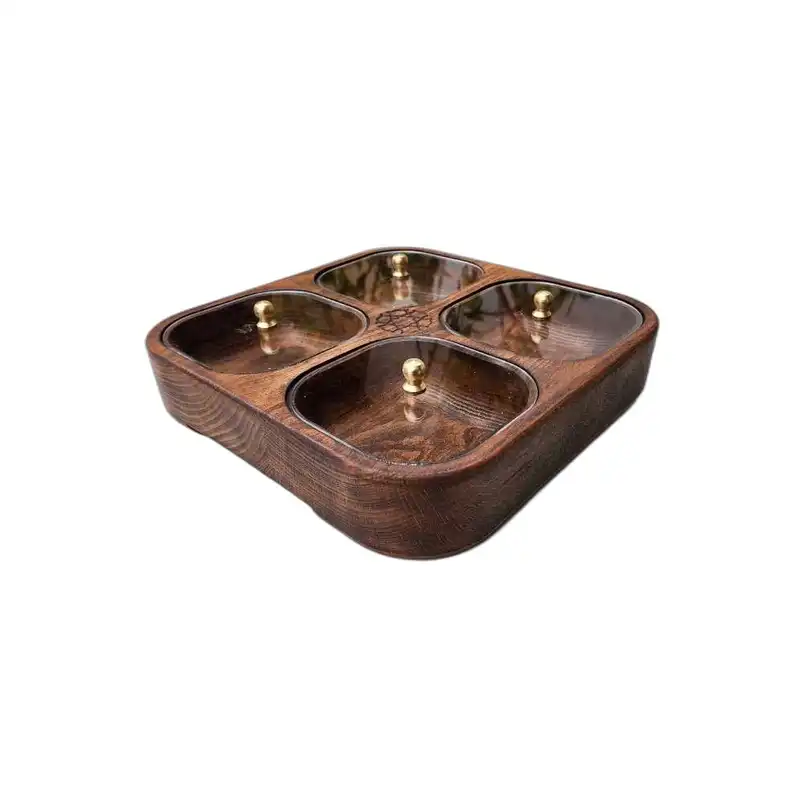 ظرف سرو چوبی گردوچ مدل ونوشه کد DK - 3314