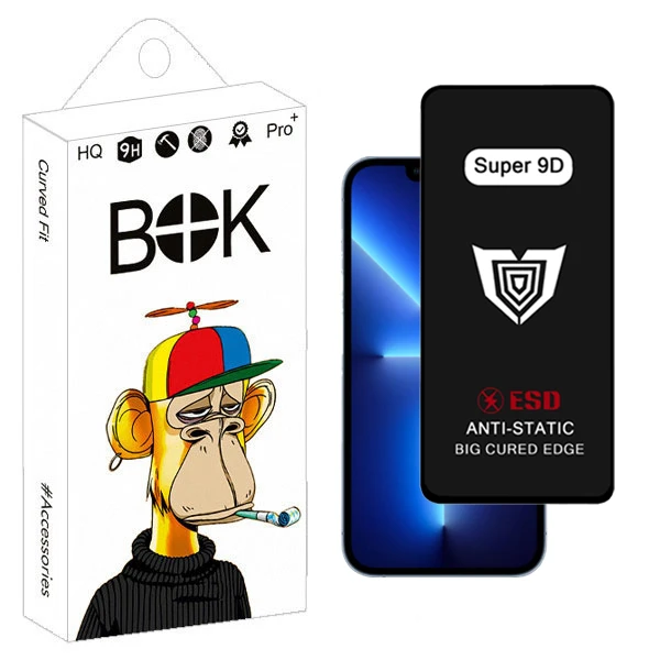 محافظ صفحه نمایش بوک مدل Super 9D Guard مناسب برای گوشی موبایل اپل iphone 13 pro max / 14 plus