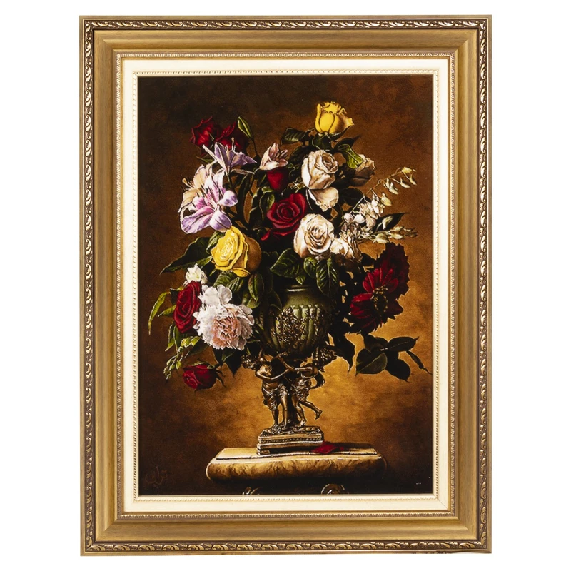 تابلو فرش دستباف سی پرشیا طرح گل در گلدان کد 904214