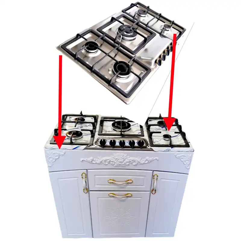 اجاق گاز 5 شعله هاکان مدل اجاق گاز چهار درب صفحه استیل اپکسی کوهان دار با ترموکوپل /TER57