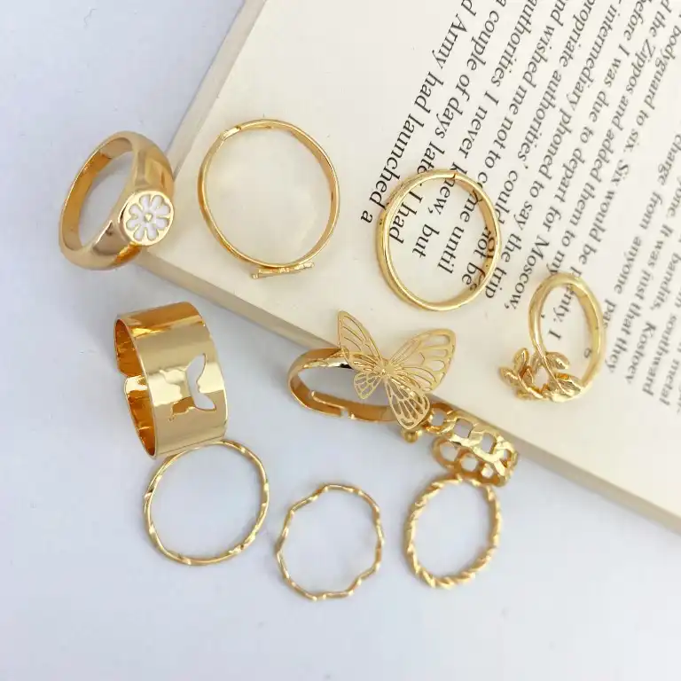 انگشتر زنانه مدل پروانه کد R4171 مجموعه 10 عددی