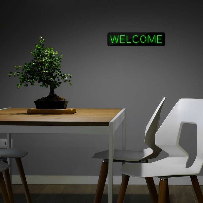 چراغ دیواری نئون دیزاین طرح Welcome-BL_GR