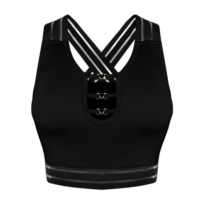 نیم تنه ورزشی زنانه مدل  کش توری کاپ دار کد 1557