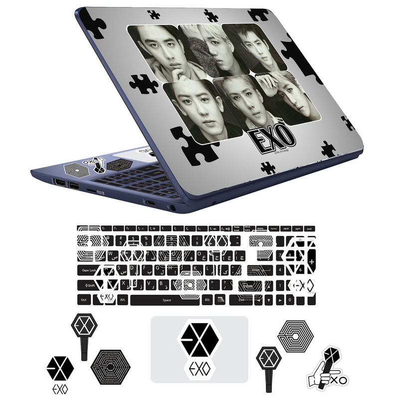 استیکر لپ تاپ مدل EXO کد 02 مناسب برای لپ تاپ 17 اینچ به همراه برچسب حروف فارسی کیبورد