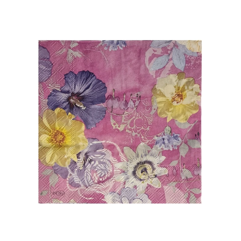 دستمال سفره آی اچ آر مدل گل گرافیکی بسته 20 عددی