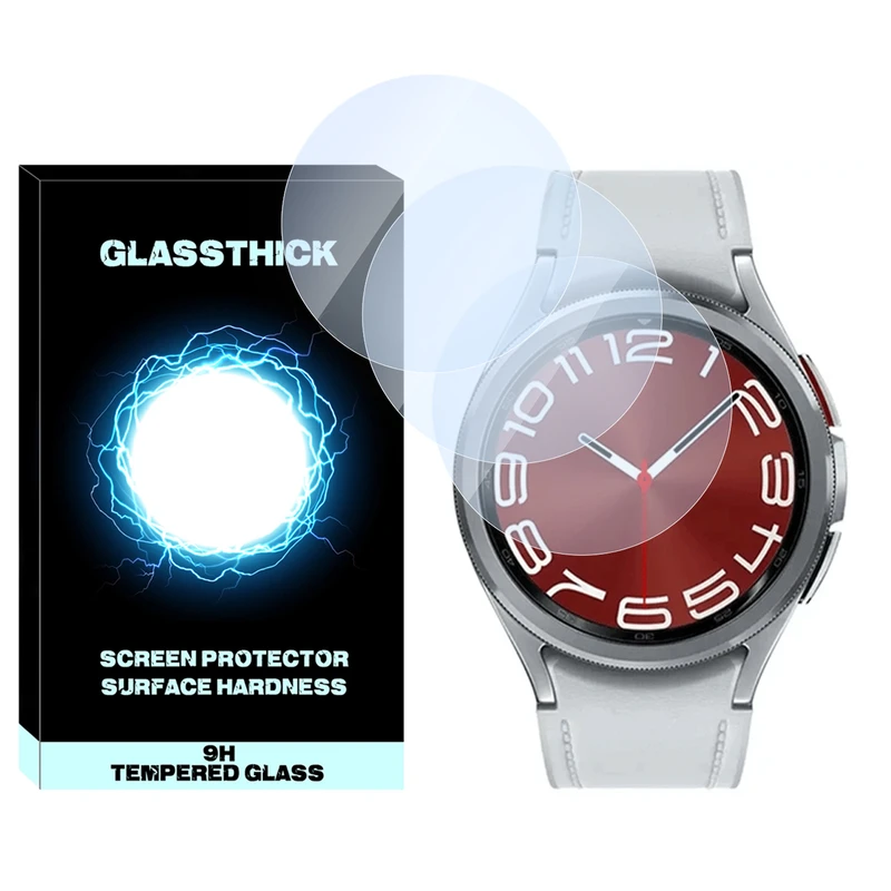 محافظ صفحه نمایش شیشه‌ای گلستیک مدل SH-GL مناسب برای ساعت هوشمند سامسونگ Galaxy watch 6 Classic 47mm بسته سه عددی