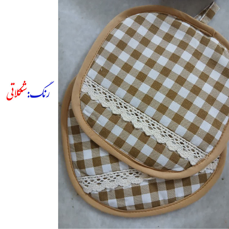 دستگیره قابلمه نساجی دُر هنر یزد مدل چهارخانه cotton بسته 4 عددی