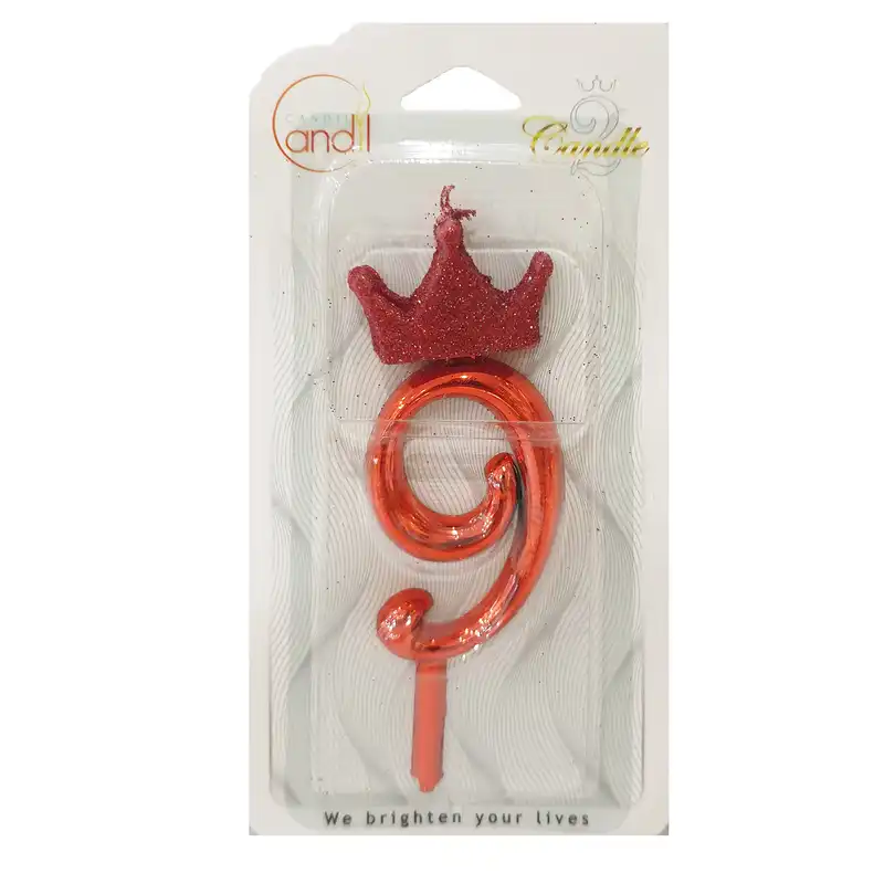 شمع تولد مدل تاج کوئین اکلیلی عدد 9