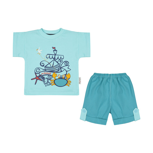 ست تی شرت و شلوارک نوزادی پسرانه آدمک مدل 2171241-54