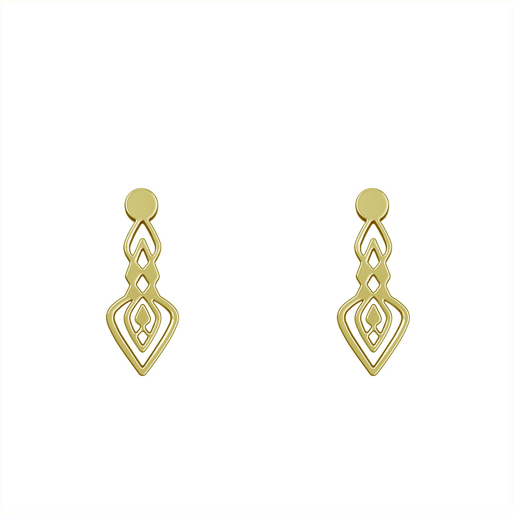 گوشواره طلا 18 عیار زنانه مدوپد مدل هندسی کد GA1-10418