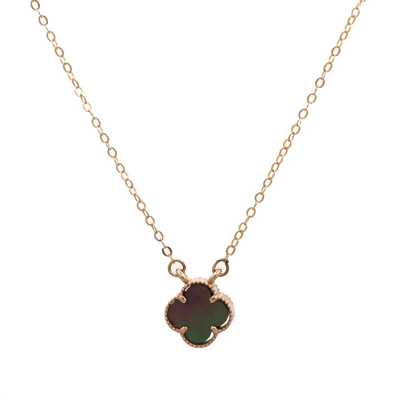 گردنبند طلا 18 عیار زنانه با زنجیر حلقه‌ای (فلامینگو) سکه شیخ مدل Vancleef - Galaxy
