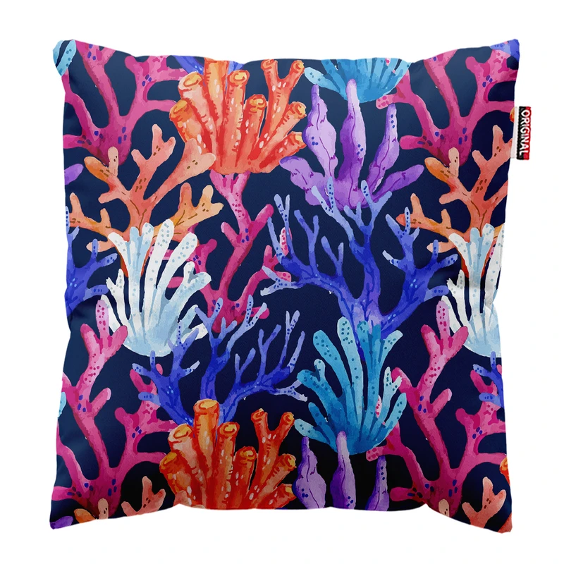 کوسن پاد آفرین مدل فانتزی طرح گل و برگ کد PK402076 سایز 40*40 سانتی متر