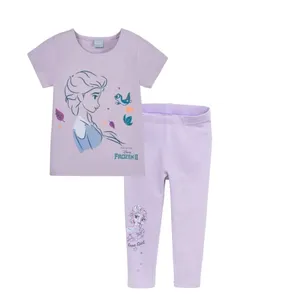 ست تی شرت آستین کوتاه و شلوار دخترانه دیزنی مدل فروزن کد YS001