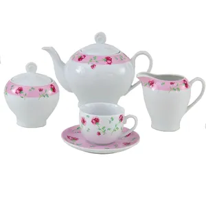سرویس چای خوری 17 پارچه چینی زرین ایران مدل رز درجه یک