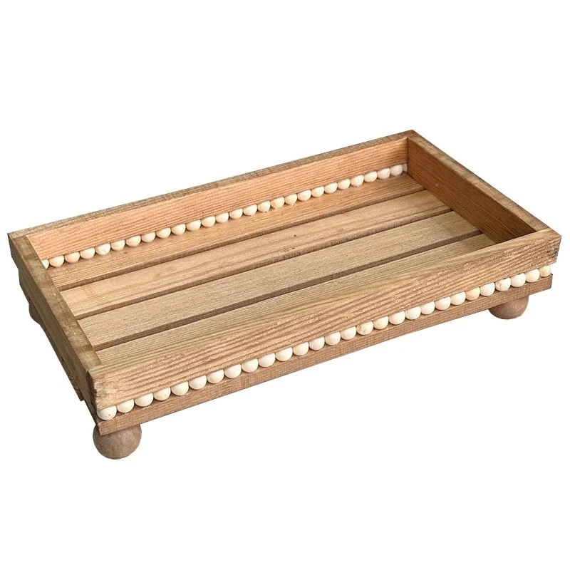 سینی سرو مدل رایزر چوبی پایه دار طرح دور مهره
