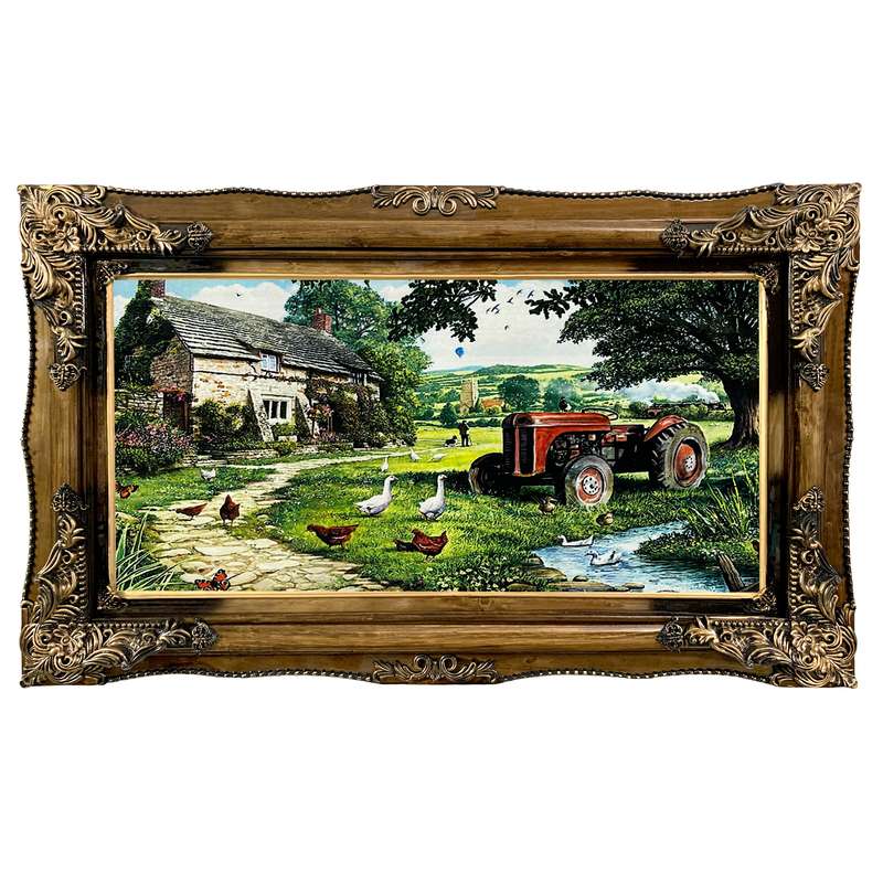 تابلو فرش ماشینی طرح دستبافت مدل روستا کد 7507