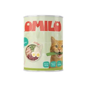 کنسرو غذای گربه اومیلو مدل نچرال طعم مرغ و آلوئه‌ورا وزن 400 گرم