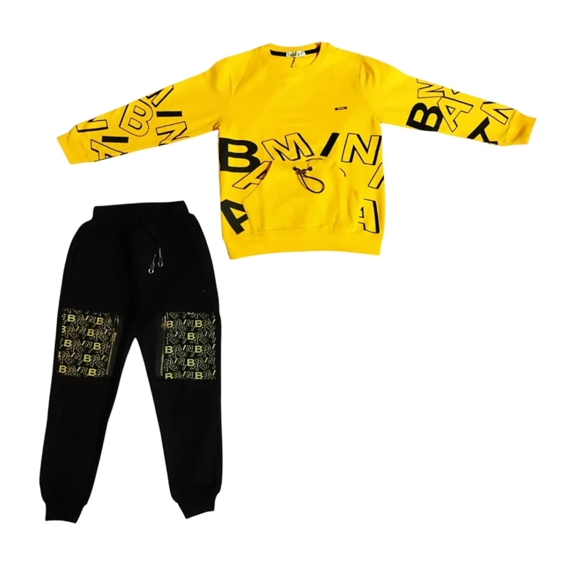 ست سویشرت آستین بلند و شلوار راحتی پسرانه مدل جلوجیب