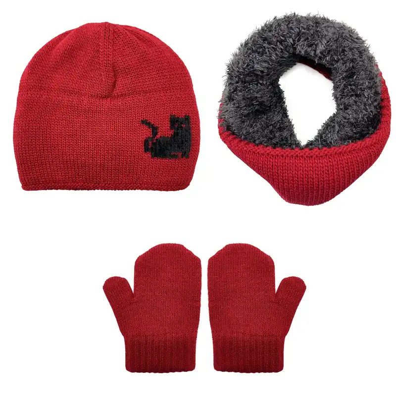 ست کلاه و شال گردن و دستکش بافتنی نوزادی تارتن مدل 67002