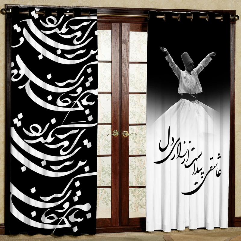 پرده مدل مخمل پانچی طرح خطی کد 4761T2 سایز 200x140 سانتی متر