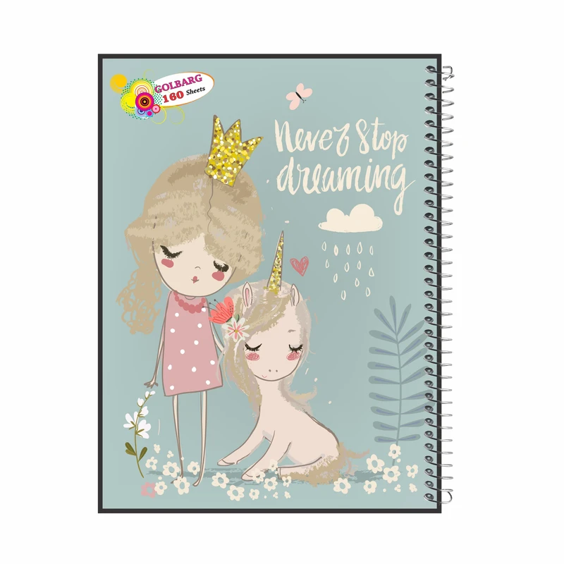 دفتر مشق 160 برگ گلبرگ طرح دختر و یونیکورن کد 6029