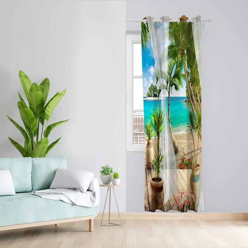 پرده طرح منظره مدل مخمل پانچی کد 4770 z سایز 140x200 سانتی متر