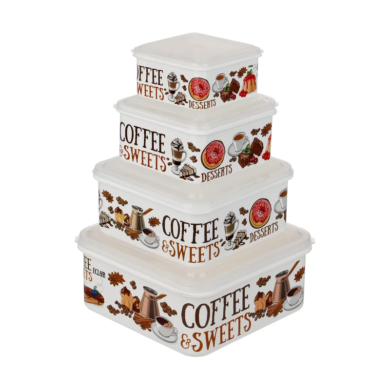 ظرف نگهدارنده فرش کیپس مدل Coffee Sweets مجموعه 4 عددی