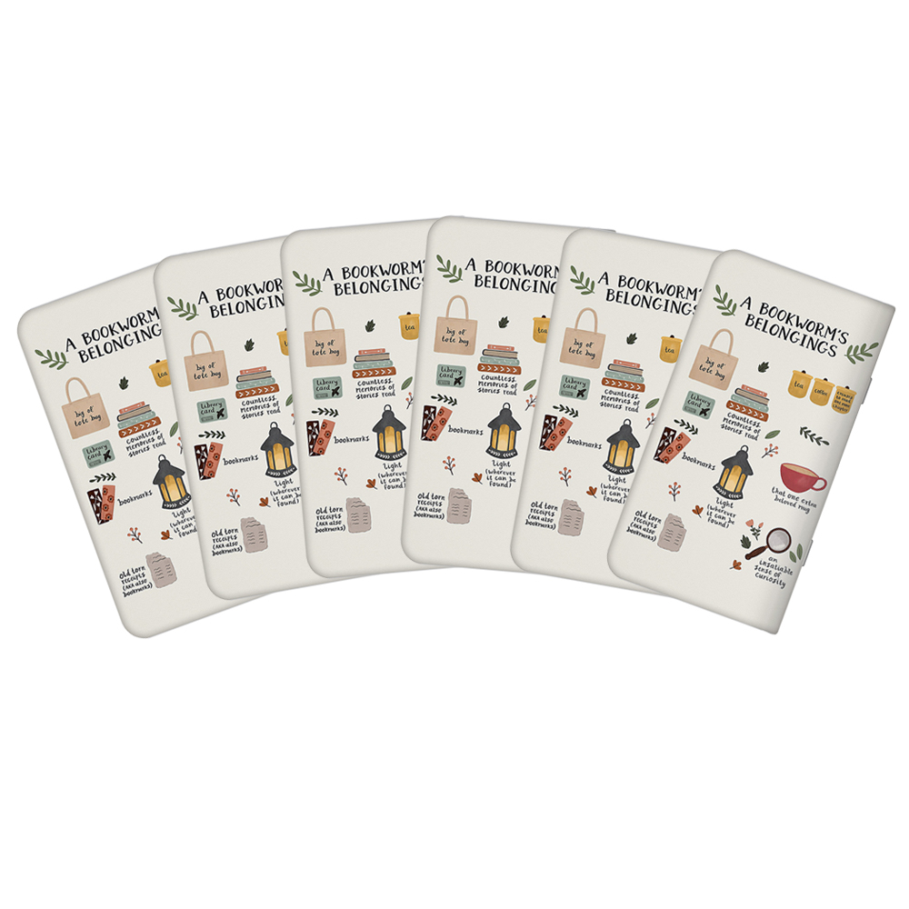 تقویم جیبی سال 1399 چاپ شفق طرح a bookworms belongings کد 231 بسته 6 عددی