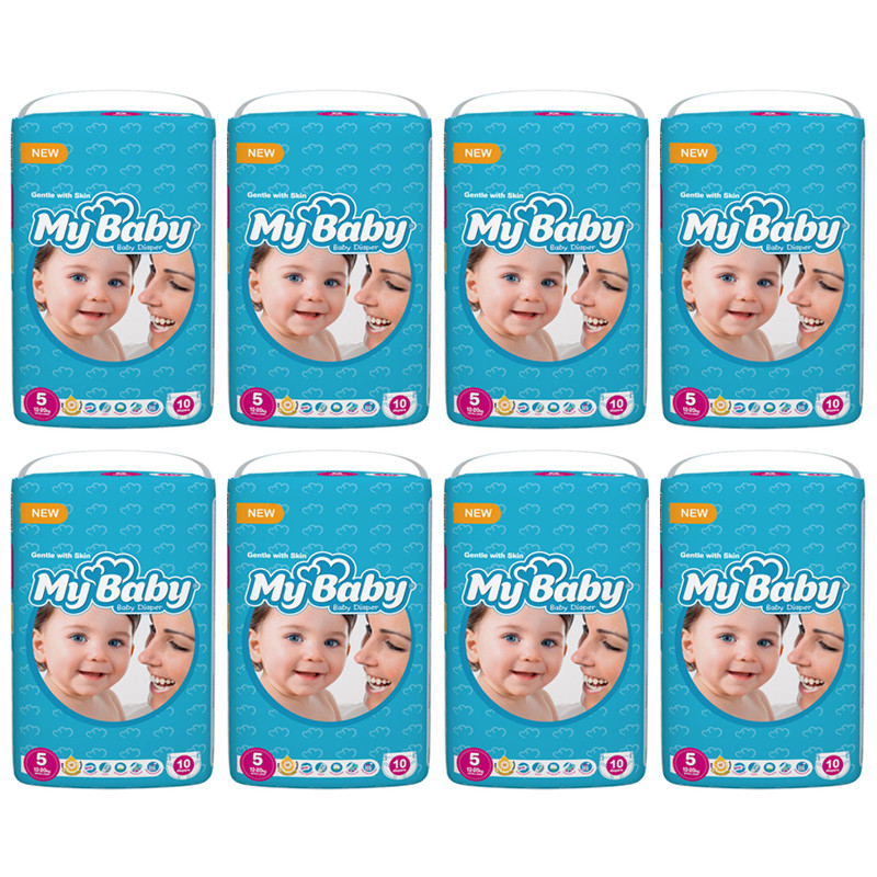 پوشک بچه مای بیبی مدل مهربان با پوست سایز 5 هشت بسته 10 عددی