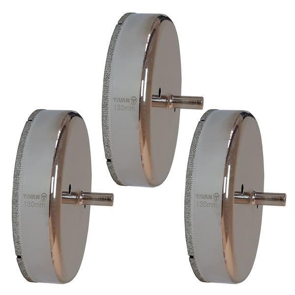 مته گردبر شیشه تیوان مدل AT - 0130 سایز 130 میلیمتر مجموعه سه عددی