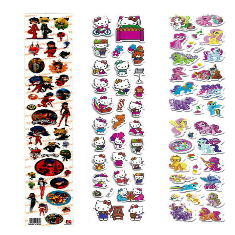 استیکر کودک طرح پیشی و دختر کفشدوزکی و یونیکورن کد NC111 مجموعه 3 عددی