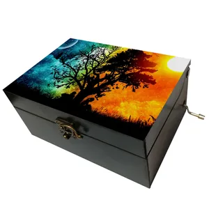 جعبه موزیکال مدل هندلی طرح درخت ماه خورشید کد T1214