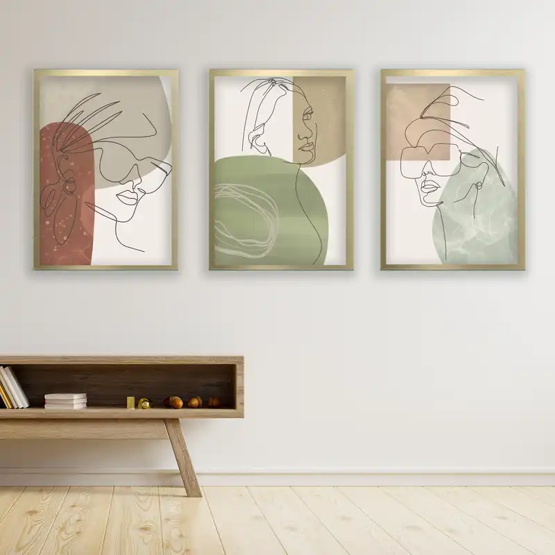 تابلو مدل مینیمال دکوراتیو کد LA-G3091 مجموعه 3 عددی