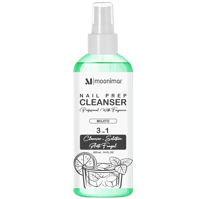 کلینزر کاشت ناخن مونیمار مدل mojito حجم 420 میلی لیتر