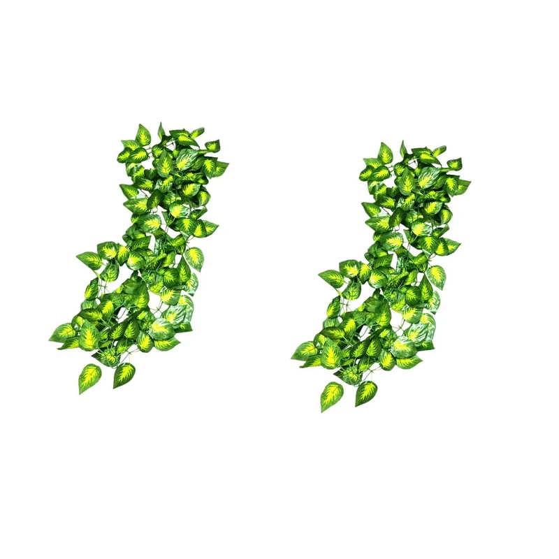 گل مصنوعی مدل ریسه برگ زنجیری پتوس ابلق بسته 2 عددی