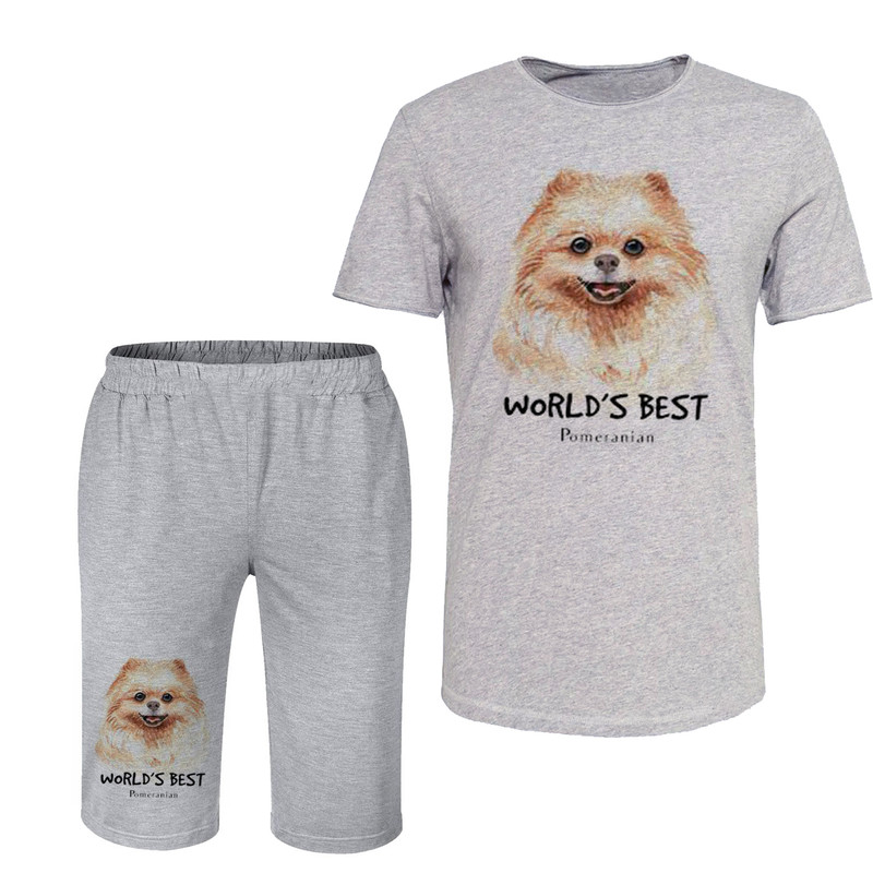 ست تی شرت و شلوارک زنانه مدل CUTE DOG کد 176 رنگ طوسی