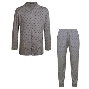 ست پیراهن و شلوار مردانه لین مدل نخ پنبه جلو دکمه دار کد 5197-495