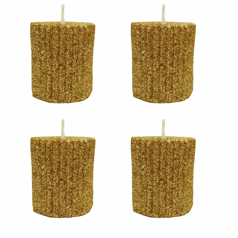 شمع مدل استوانه راه راه اکلیلی بسته 4 عددی