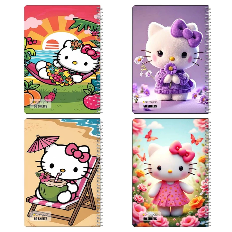 دفتر نقاشي 50 برگ کارنيکا طرح هلو کیتی hello kitty کد 65818 مجموعه 4 عددی