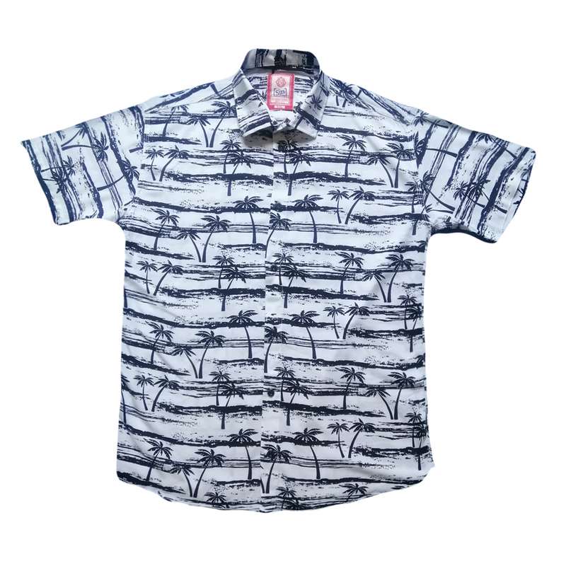 پیراهن آستین کوتاه مردانه سرز طرح هاوایی مدل آرش