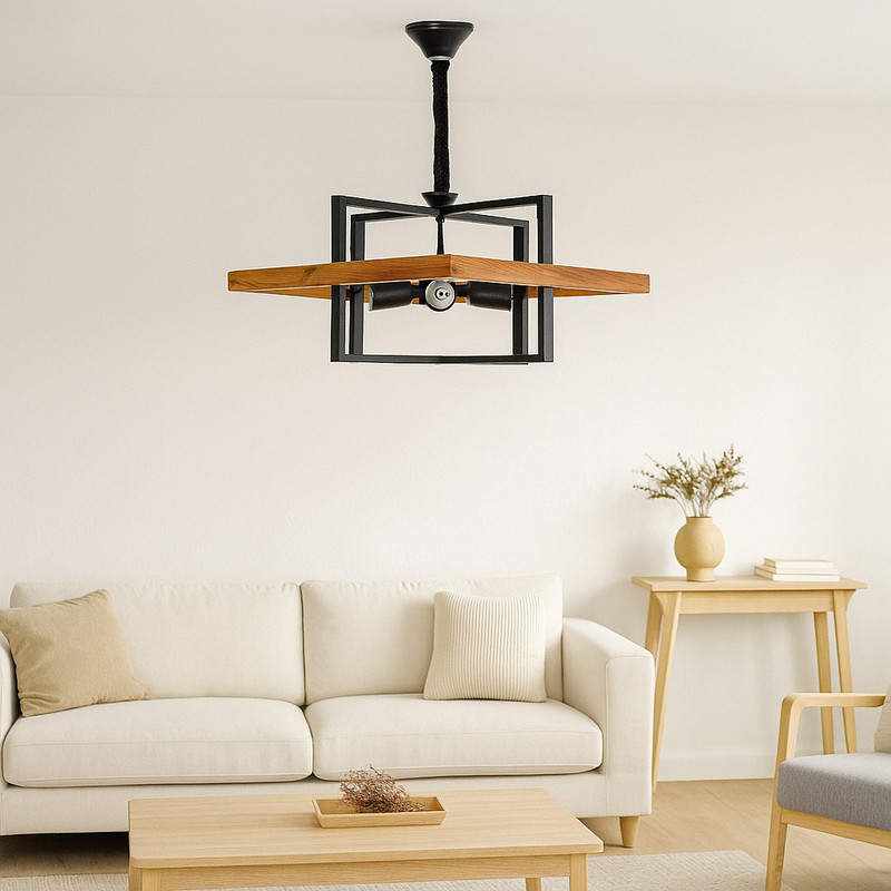 لوستر 4 شعله شاهان تک مدل WOOD 7