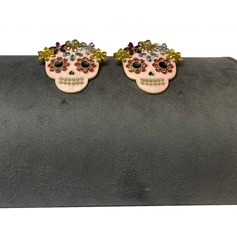 گوشواره دخترانه مدل صورت اسکلت همراه با گل