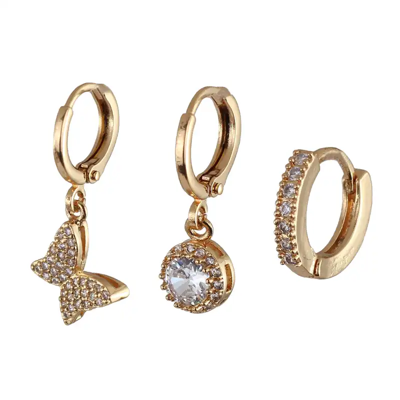 گوشواره زنانه وای اس ایکس مدل قلب کد ear634 بسته سه عددی