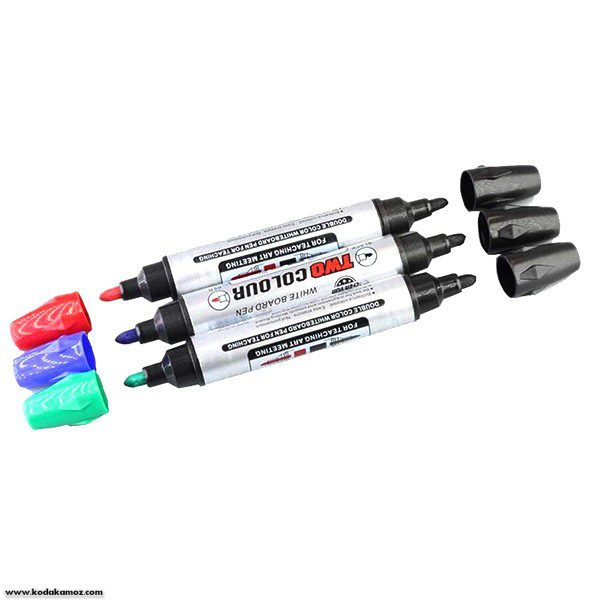 ماژیک وایت برد مدل double color3 کد 007 بسته 3 عددی
