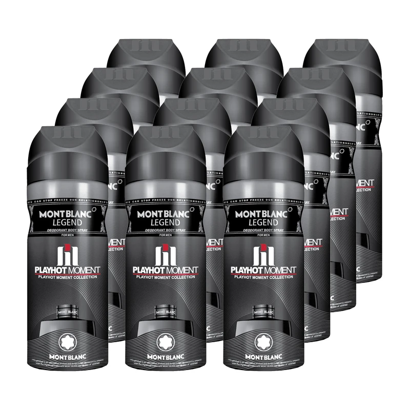 اسپری خوشبو کننده بدن مردانه پلی هات مومنت مدل MONT BLANC LEGEND حجم 200 میلی لیتر مجموعه 12 عددی