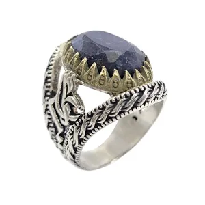 انگشتر نقره مردانه مدل یاقوت کبود کد 5918684